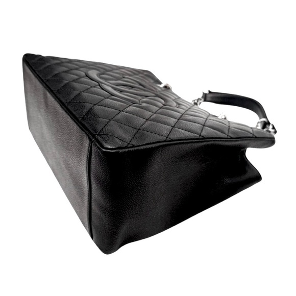 VINTAGE CHANEL Black Caviar Quilted Grand Shopping Tote GST Silver-Tone Hardware - Picture 6 of 16